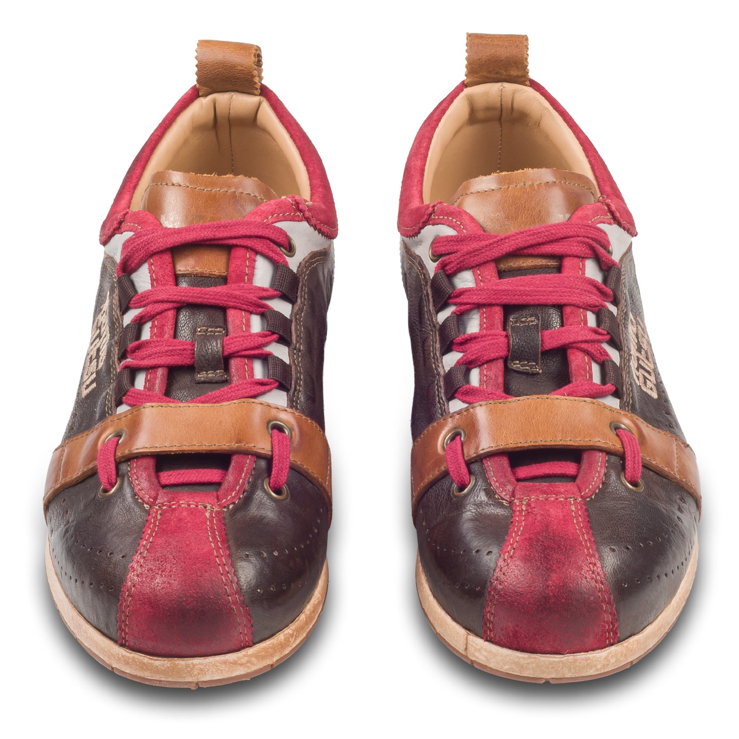 KAMO-GUTSU Sneaker Herren dunkel braun/rot - Leder stone-washed (TIFO-017 sangue + tdm testa di moro)