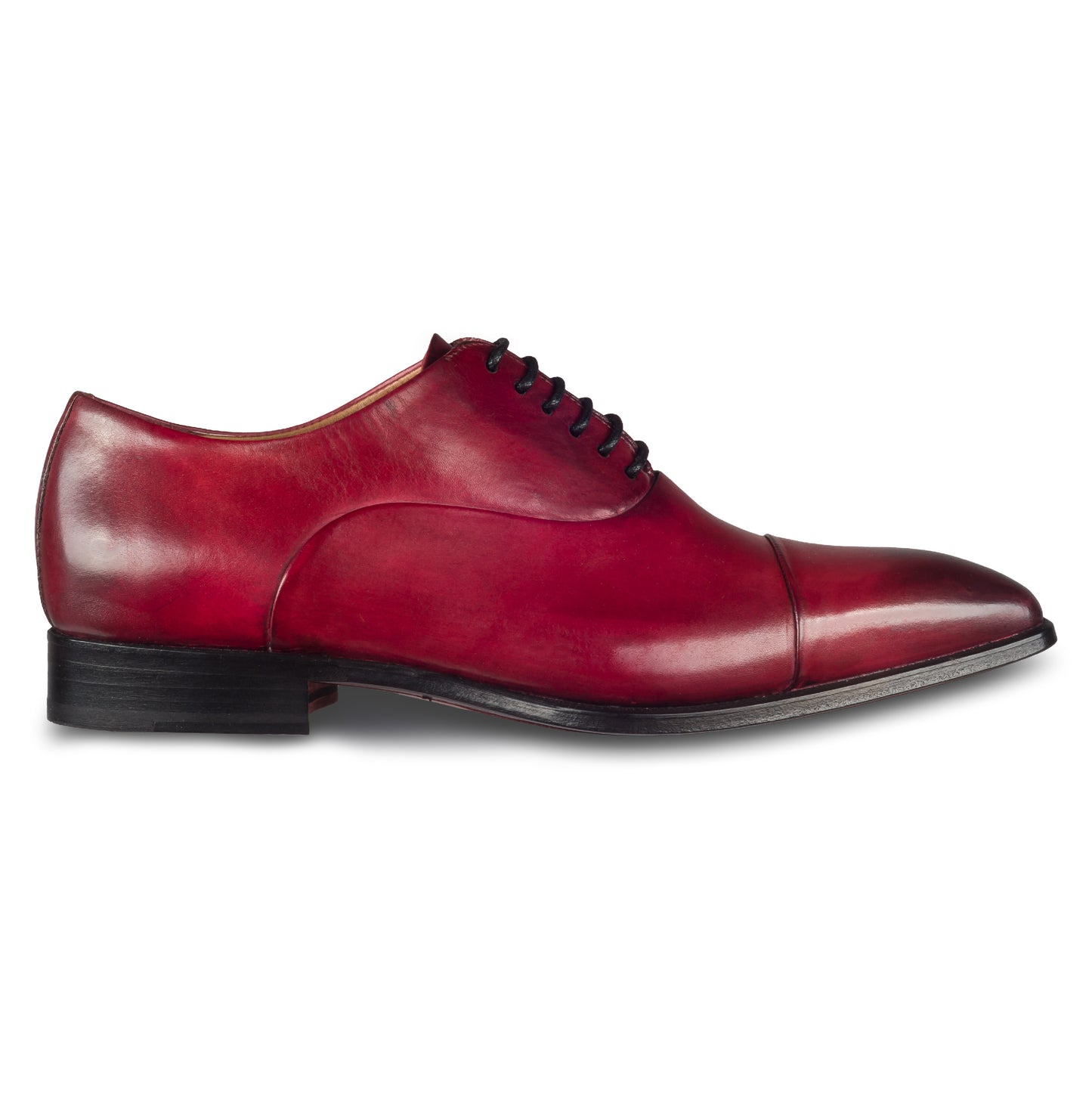 BRECOS Anzugschuhe | Captoe Oxford Schnürer rot, Kalbsleder, durchgenäht, Ansicht rechte Außenseite