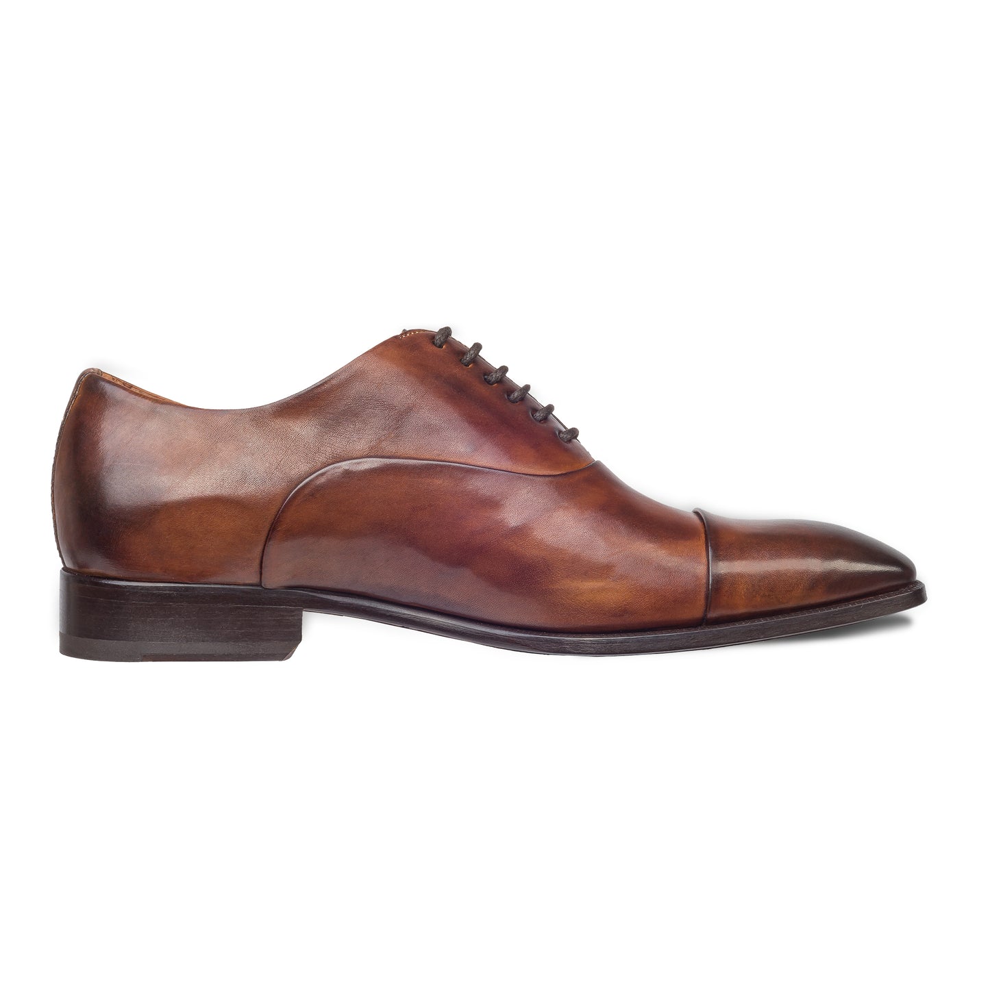 BRECOS Anzugschuhe | Captoe Oxford braun, Kalbsleder Schnürer. Ansicht Innenseite links