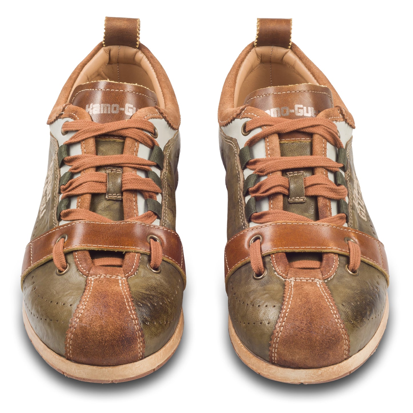 KAMO-GUTSU Sneaker Herren grün/braun - Leder stone-washed (TIFO-017 cuoio + army)