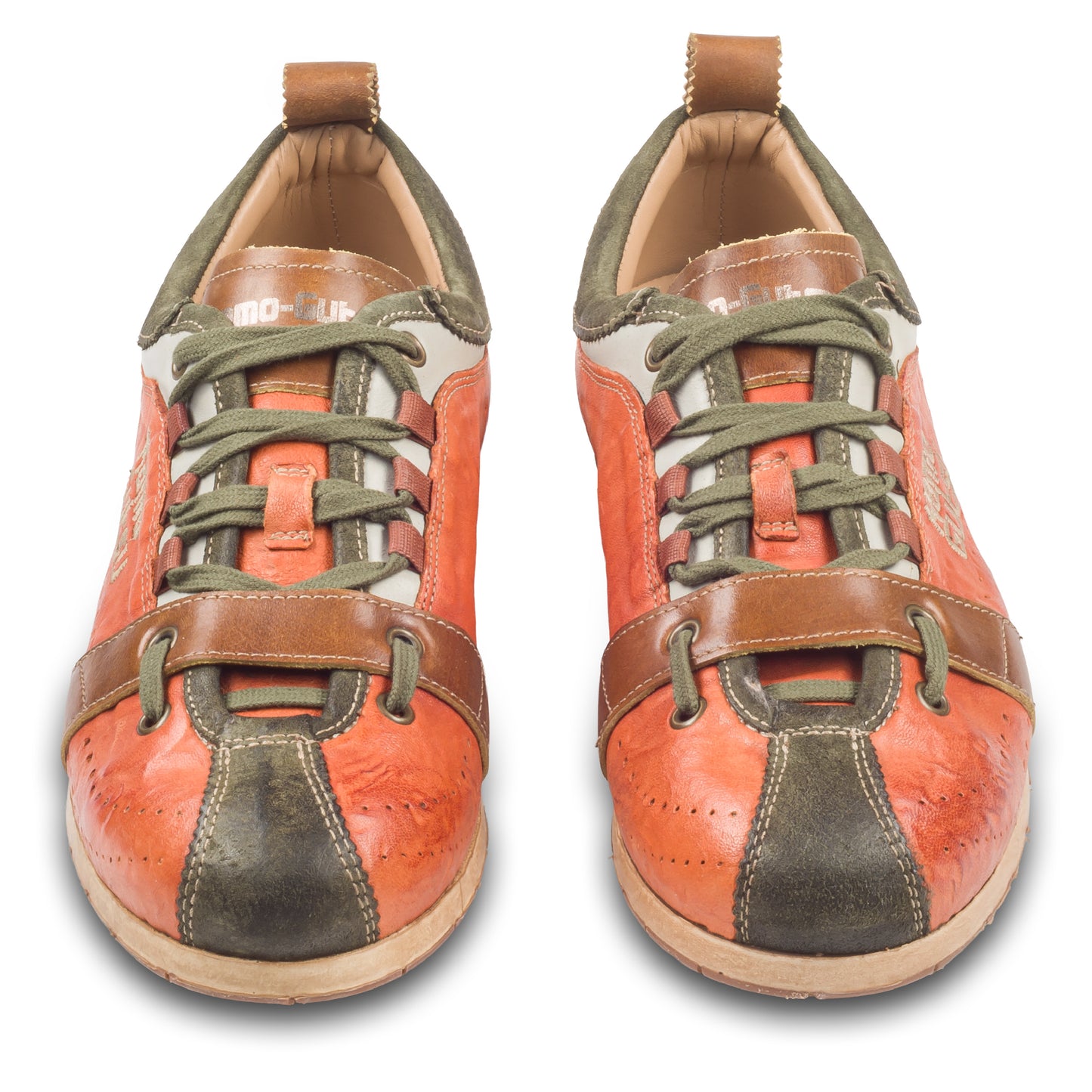 KAMO-GUTSU Sneaker Herren orange/grün - Leder stone-washed (TIFO-017 bosco + siena)