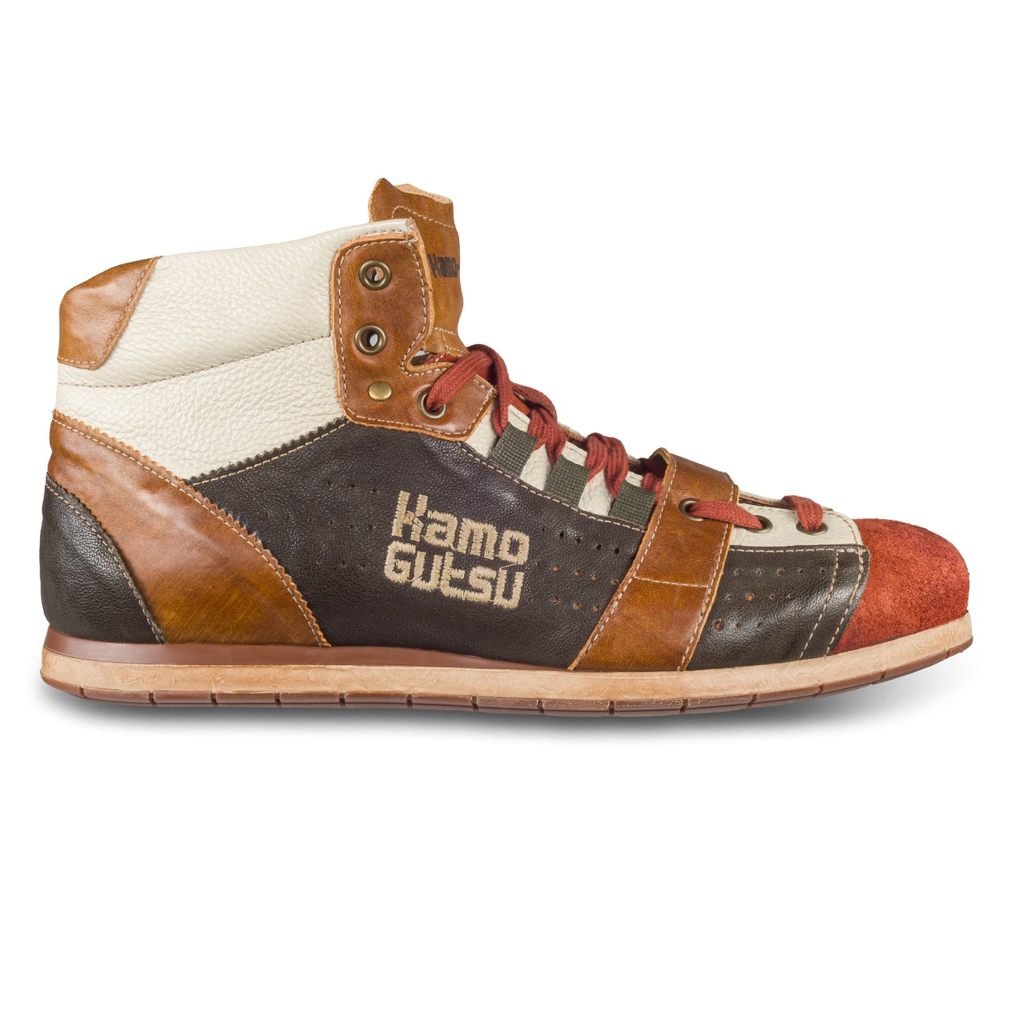 KAMO-GUTSU Sneaker Stiefel Herren braun/orange - Leder stone-washed (TIFO-105 mattone + wood)