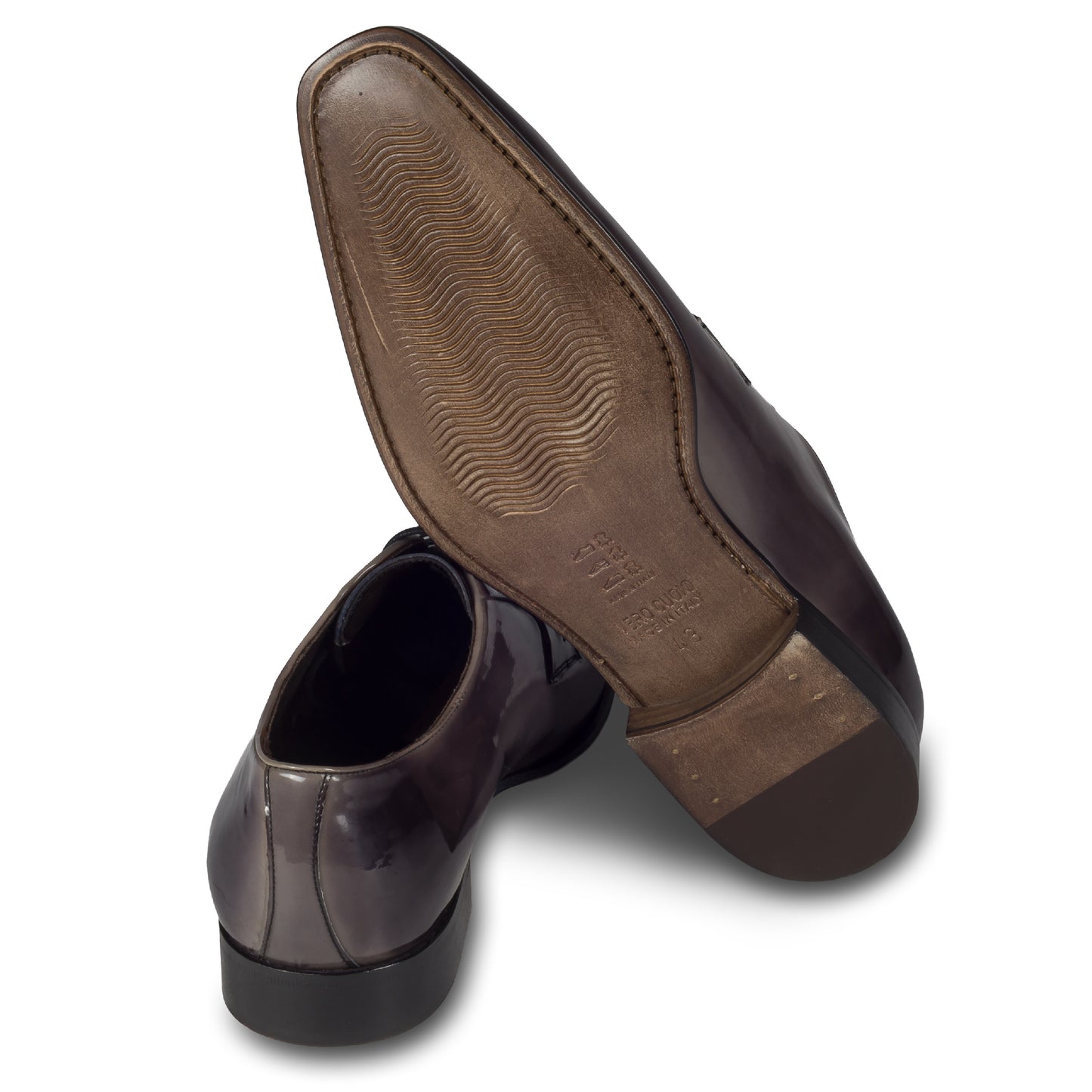 Calpierre | Herren Lackschuhe grau - Derby-Schnürer Kalbsleder, handgefärbt & durchgenäht