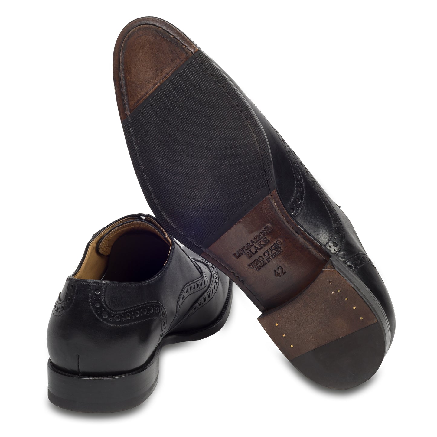Brecos Anzugschuh, durchgenähter Brogue Oxford Budapester in schwarz bei SISENTO scarpe & Co.