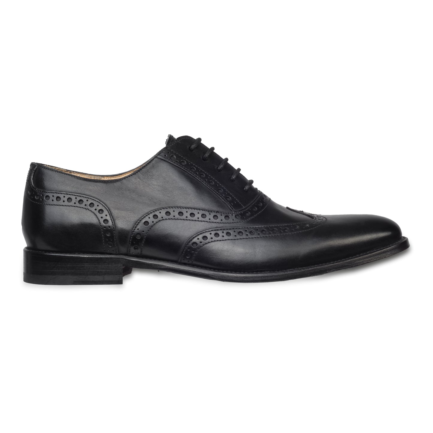 Brecos Anzugschuh, durchgenähter Brogue Oxford Budapester in schwarz bei SISENTO scarpe & Co.