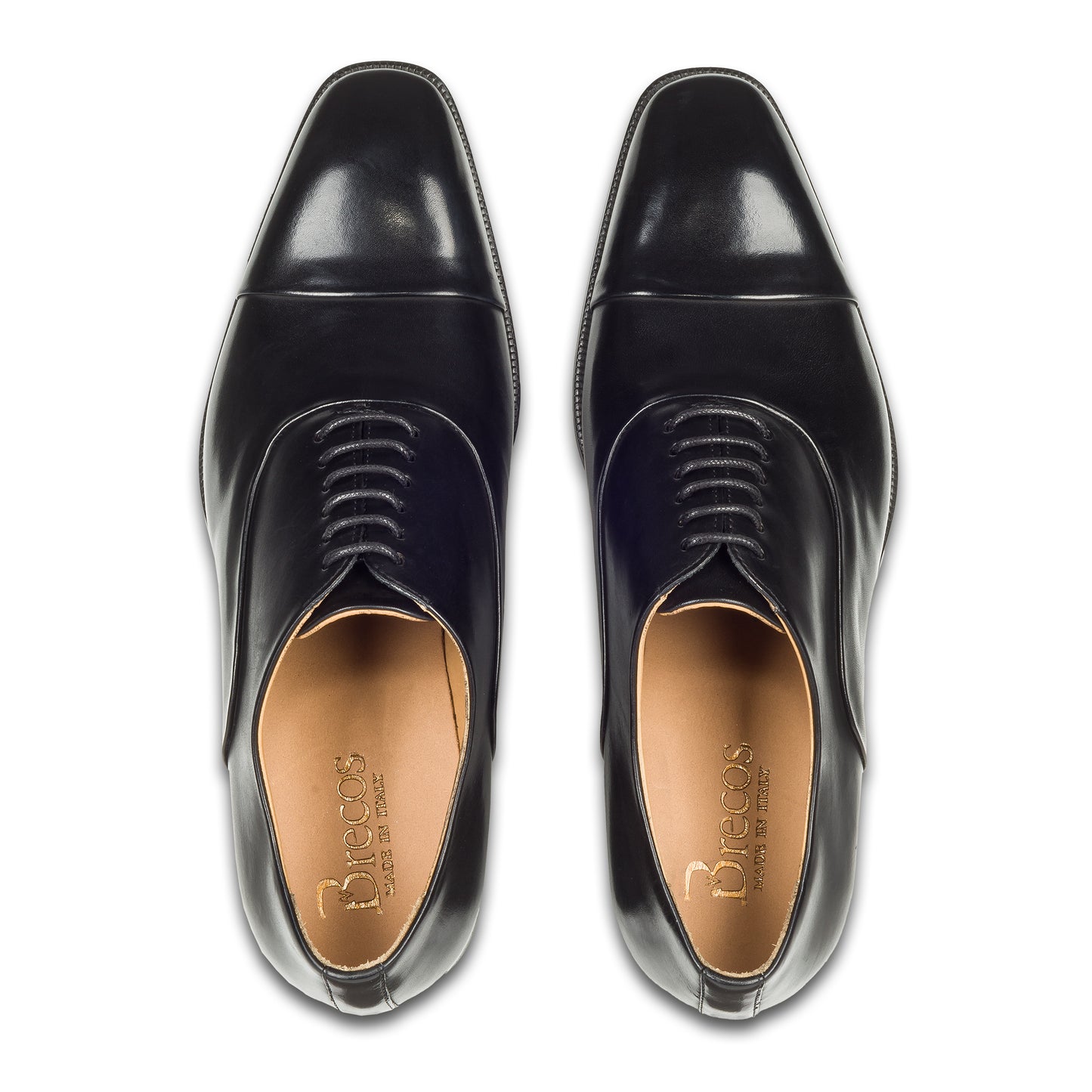 BRECOS Anzugschuhe | Captoe Oxford schwarz, Kalbsleder. Ansicht paarweise Draufsicht