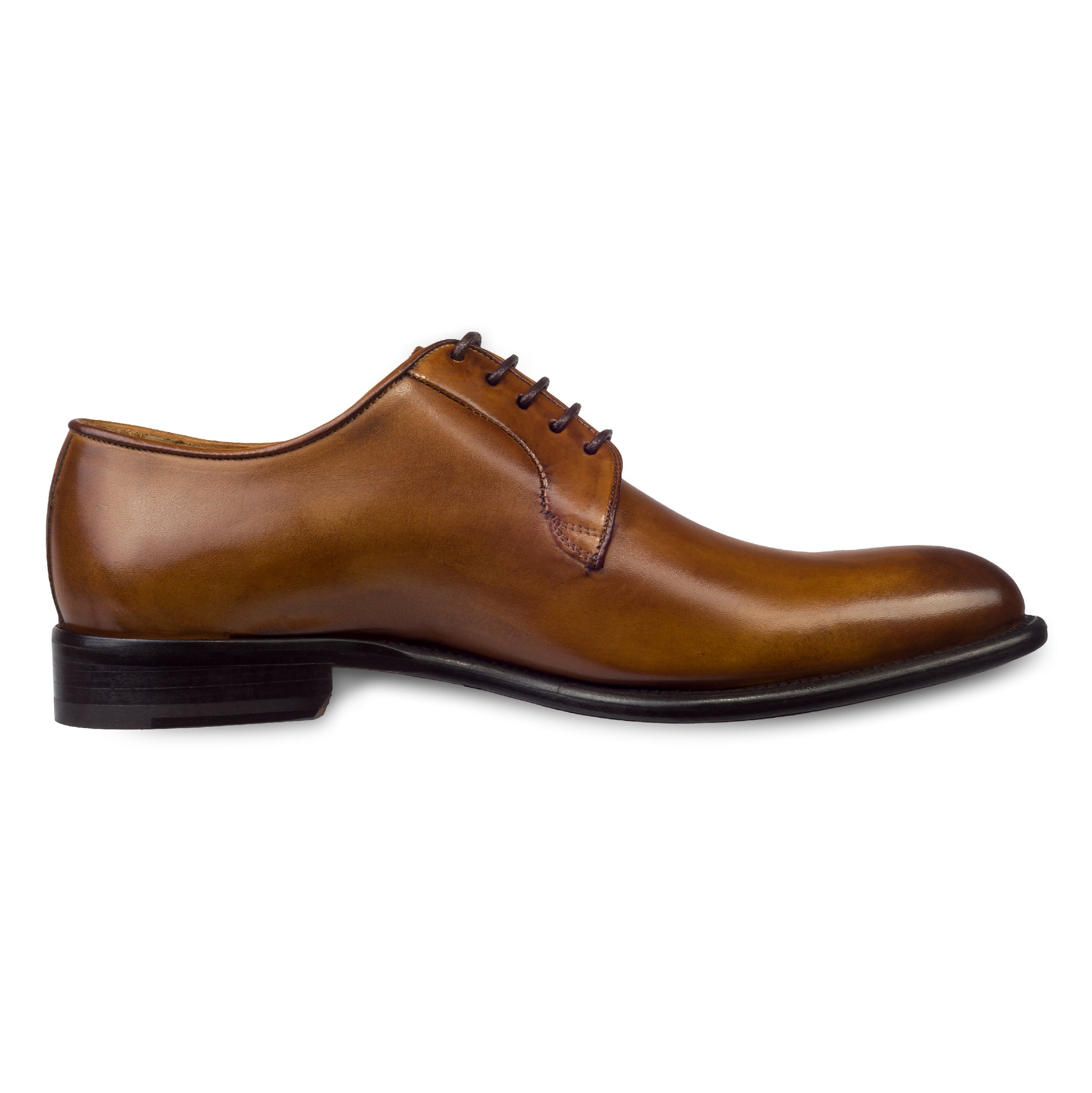 Brecos - Durchgenähter Plain Derby cognac braun, seitliche Ansicht der Innenseite linker Schuh