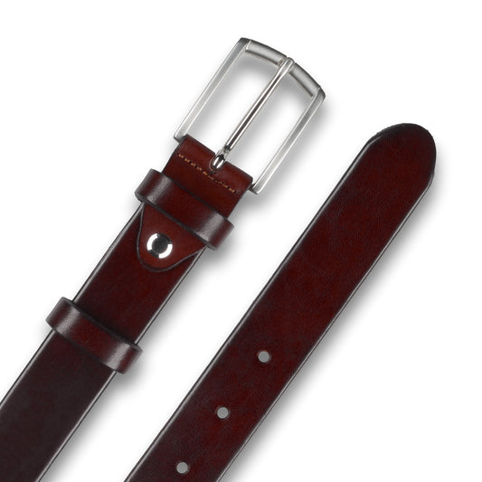Ledergürtel bordeaux ohne Naht, Schließe silber