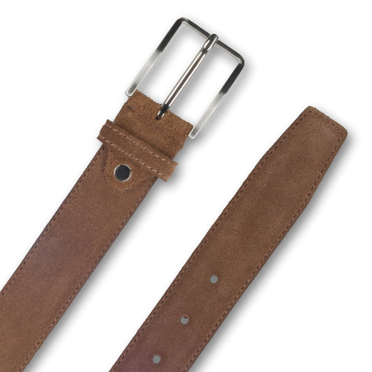 Ledergürtel dunkelbraun, Velour, Schließe silber