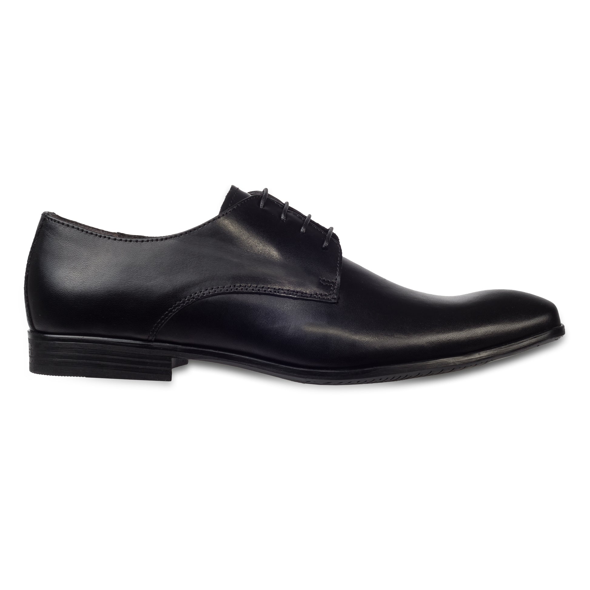 Nicola Benson Anzugschuhe Herren, Plain Derby Schnürer schwarz - Kalbsleder, handgefertigt. Made in Italy. Außenseite rechter Schuh.