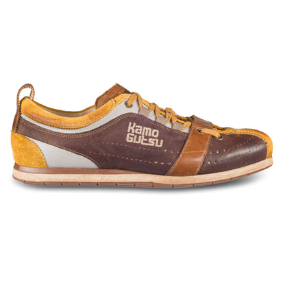 KAMO-GUTSU Sneaker Herren braun/gelb - Leder stone-washed (TIFO-017 ocra + legno)