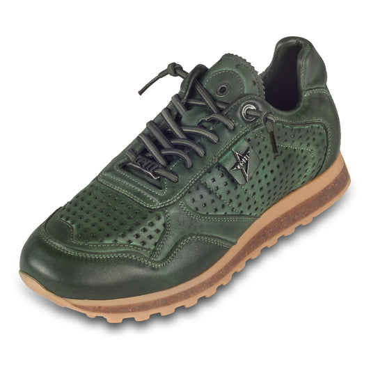 CETTI Sneaker Herren grün, Leder, C-848 Herbst - perforierte Optik (used tin musgo)
