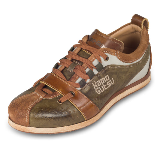 KAMO-GUTSU Sneaker Herren grün/braun - Leder stone-washed (TIFO-017 cuoio + army)