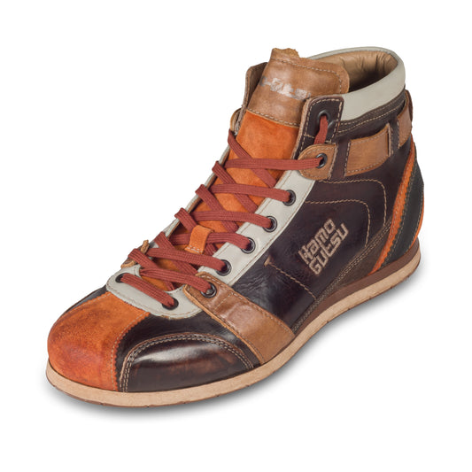 KAMO-GUTSU Retro Sneaker Stiefel Herren orange/braun - Leder stone-washed (TIFO-112 arancio + caffe)