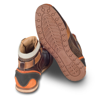 KAMO-GUTSU Retro Sneaker Stiefel Herren orange/braun - Leder stone-washed (TIFO-112 arancio + caffe)