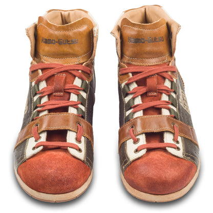 KAMO-GUTSU Sneaker Stiefel Herren braun/orange - Leder stone-washed (TIFO-105 mattone + wood)