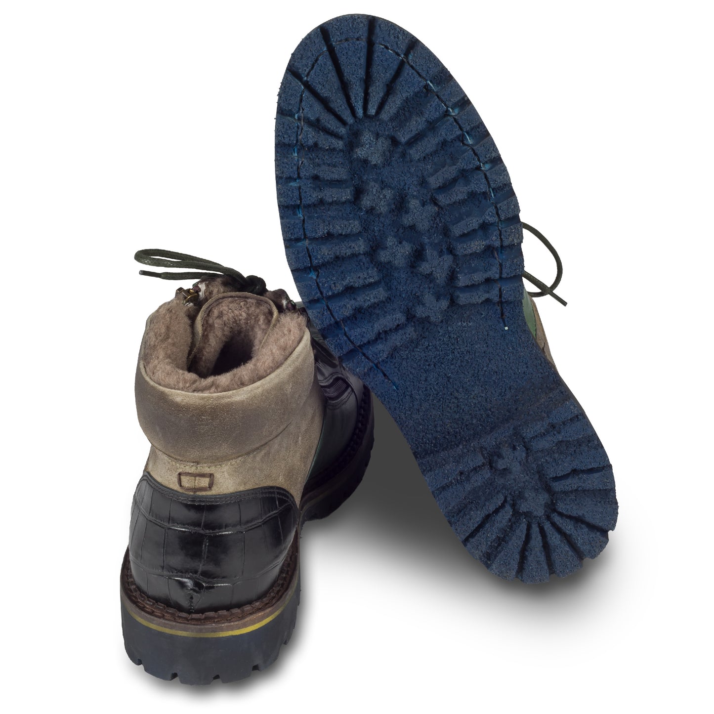 LORENZI Winterstiefelette Herren mit Lammfell & Reißverschluß, grün - Kalbsleder, handgefertigt