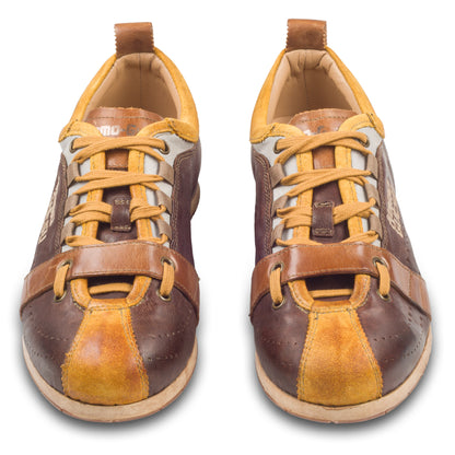 KAMO-GUTSU Sneaker Herren braun/gelb - Leder stone-washed (TIFO-017 ocra + legno)