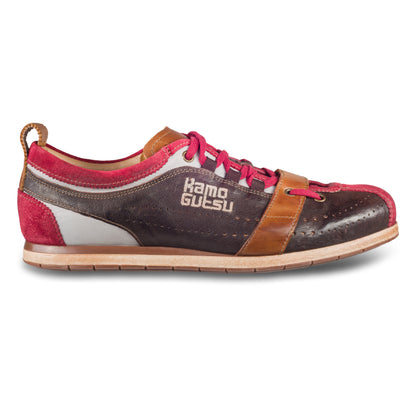 KAMO-GUTSU Sneaker Herren dunkel braun/rot - Leder stone-washed (TIFO-017 sangue + tdm testa di moro)