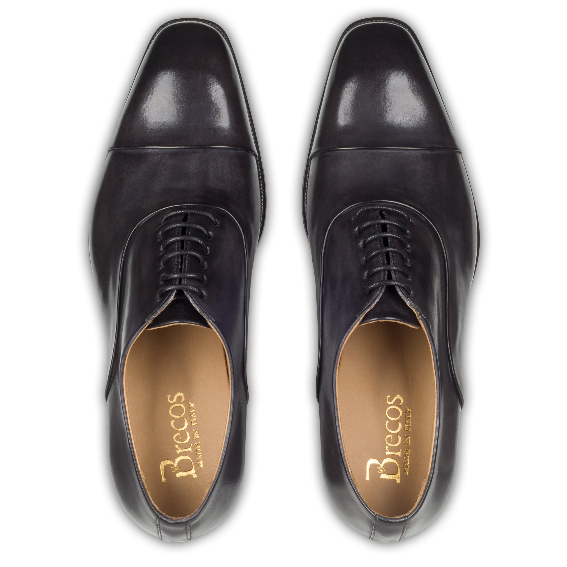 BRECOS Anzugschuhe | Captoe Oxford Schnürer grau/anthrazit, Kalbsleder. Paarweise Draufsicht