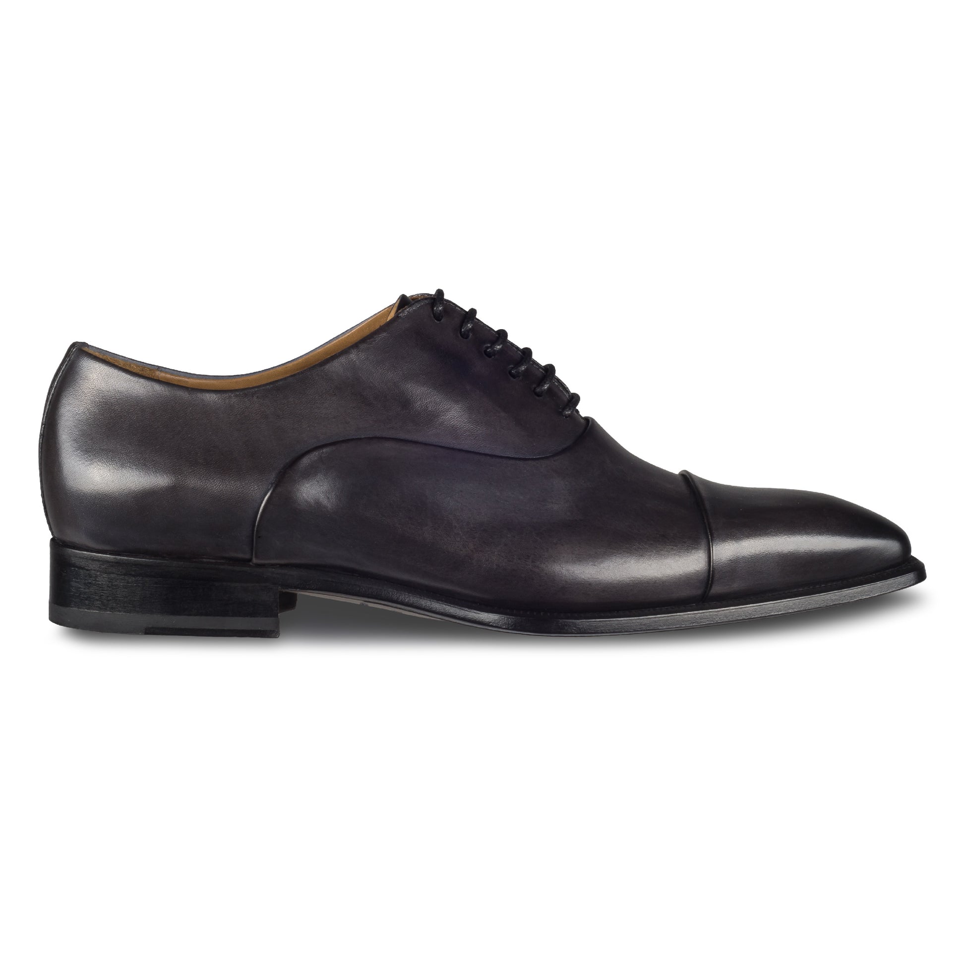 BRECOS Anzugschuhe | Captoe Oxford Schnürer grau/anthrazit, Kalbsleder. Ansicht Außenseite rechter Schuh