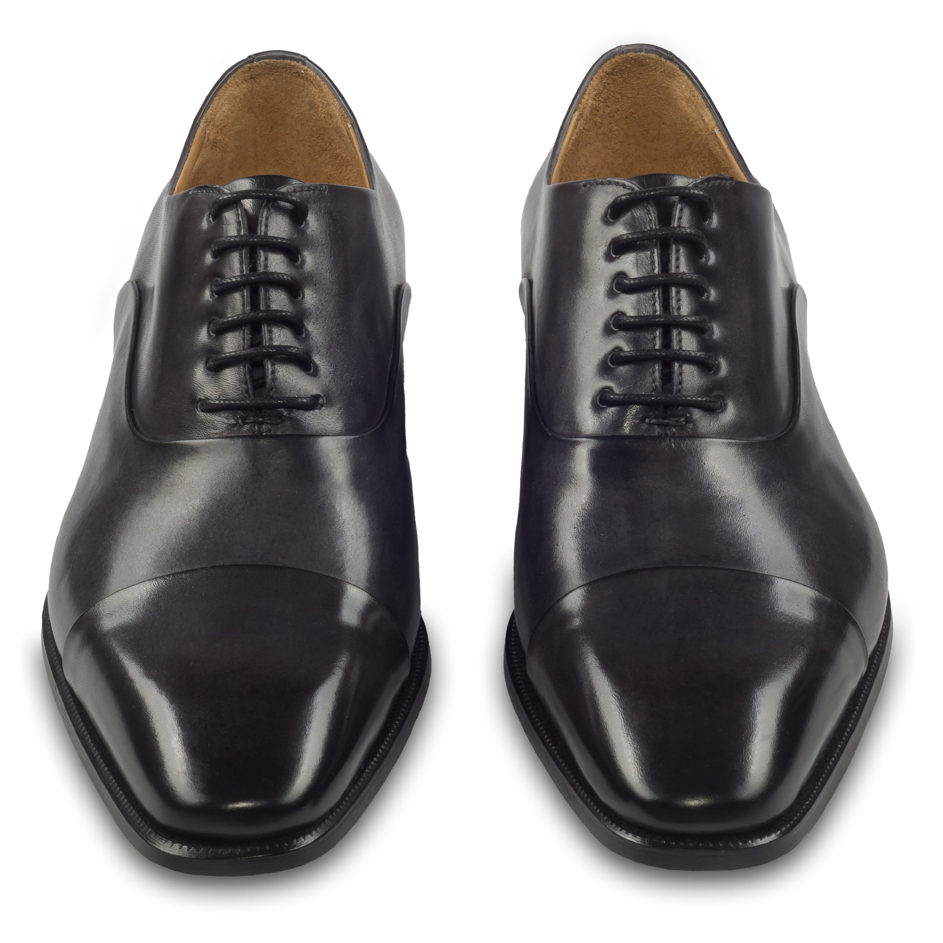 BRECOS Anzugschuhe | Captoe Oxford Schnürer grau/anthrazit, Kalbsleder. Paarweise Ansicht von vorne
