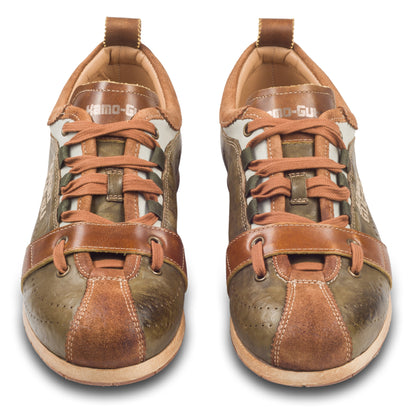 KAMO-GUTSU Sneaker Herren grün/braun - Leder stone-washed (TIFO-017 cuoio + army)