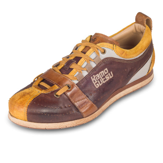 KAMO-GUTSU Sneaker Herren braun/gelb - Leder stone-washed (TIFO-017 ocra + legno)