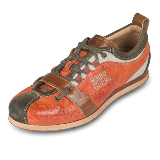 KAMO-GUTSU Sneaker Herren orange/grün - Leder stone-washed (TIFO-017 bosco + siena)