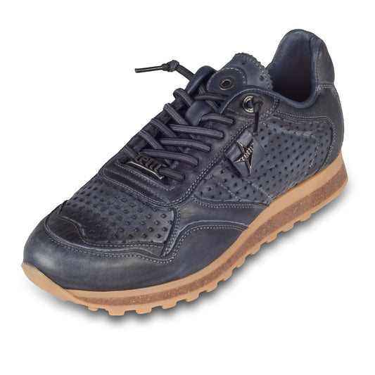 CETTI Sneaker Herren dunkel blau, Leder, C-848 Herbst - perforierte Optik (used tin antracita)