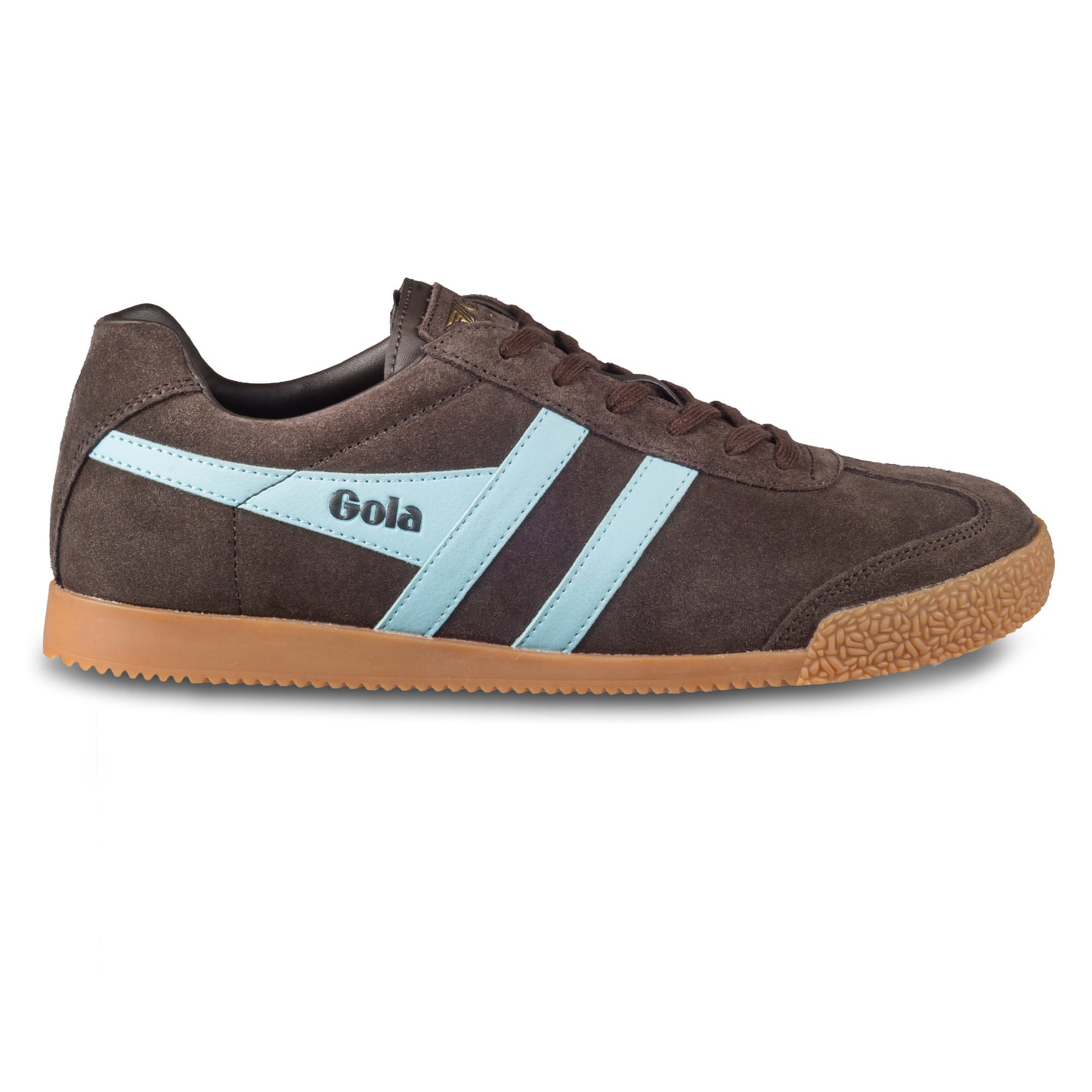 GOLA Herren Sneaker Harrier Suede, braun/blau. Modell CMA192 Dark-Brown-Pale-Blue. Ansicht der Außenseite rechter Schuh. 