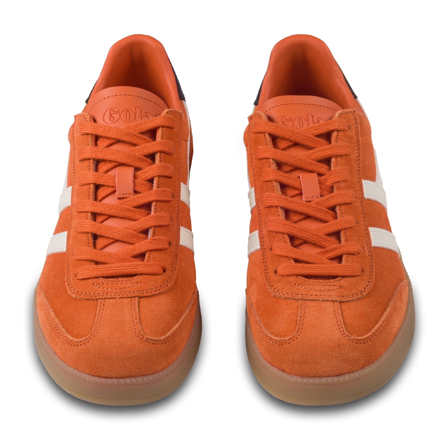 GOLA Herren Sneaker Viper orange/weiß, Wildleder. Modell CMB735 Moody Orange/Off White/Black/Gum. Paarweise Ansicht von vorne.  