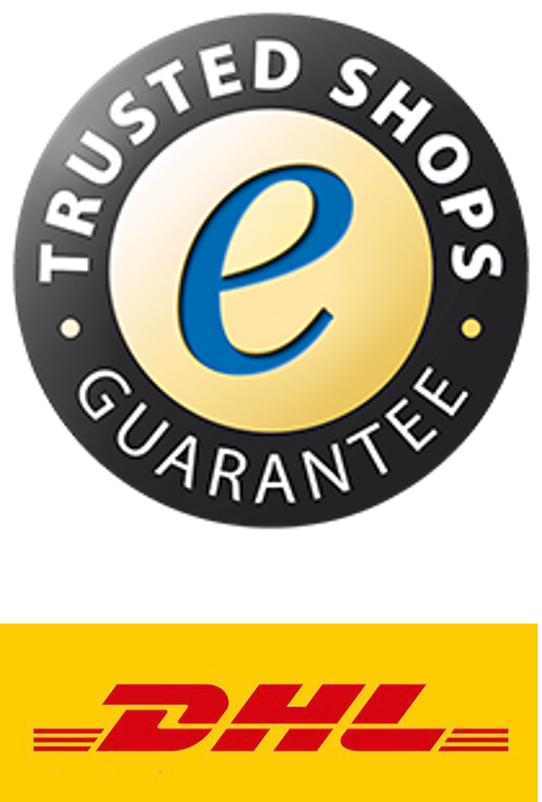 Gütesiegel Trusted-Shops und DHL-Logo