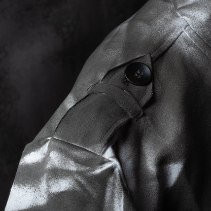KARL MOMMOO Italienisches Herren-Sakko, grau Airbrush-Design, Baumwolle. Ansicht Schulterdetails