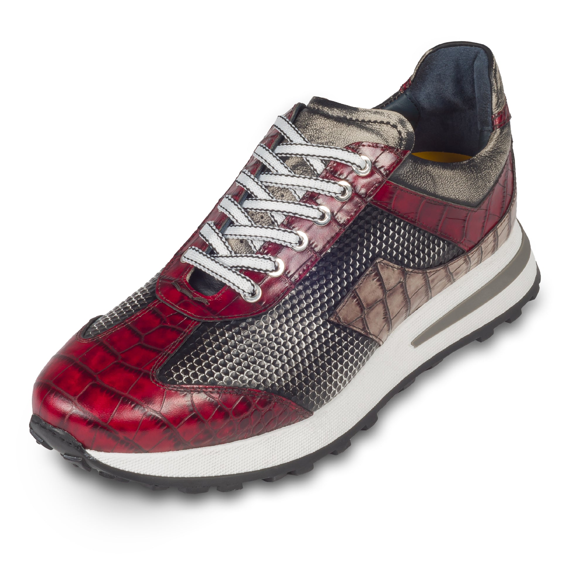 Sneakers Italienische Schuhe Shop LORENZI Sneaker Herren Rot/grau