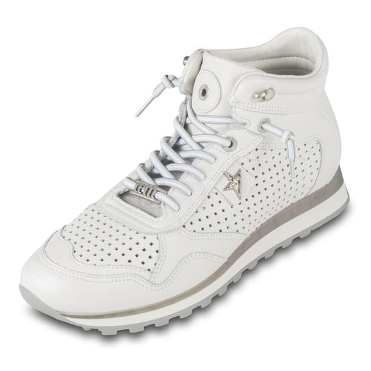 Cetti Herren Sneaker Stiefel, weiß C-1048, Kalbsleder High-Top, Ansicht schräg linker Schuh