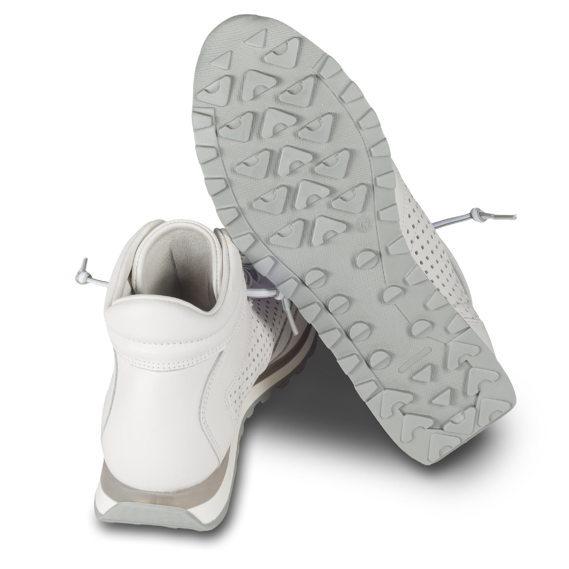 Cetti Herren Sneaker Stiefel, weiß C-1048, Kalbsleder High-Top, Ansicht Ferse und Sohle