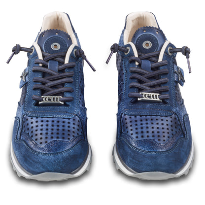 Cetti Herren Sneaker, blau C-848 used tin navy, Kalbsleder Low-Top, Ansicht paarweise von vorne