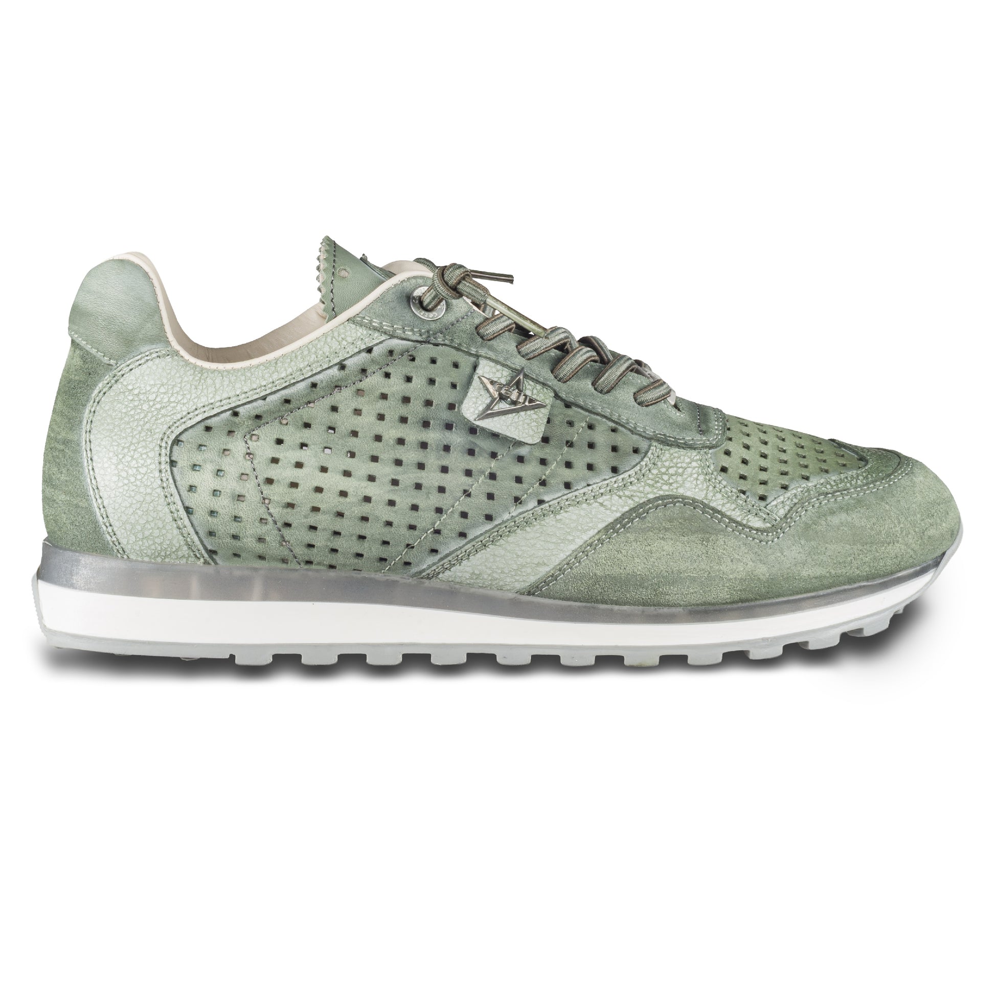 Cetti Herren Sneaker, grün C-848 used tin kombat, Kalbsleder Low-Top, Ansicht Außenseite rechter Schuh