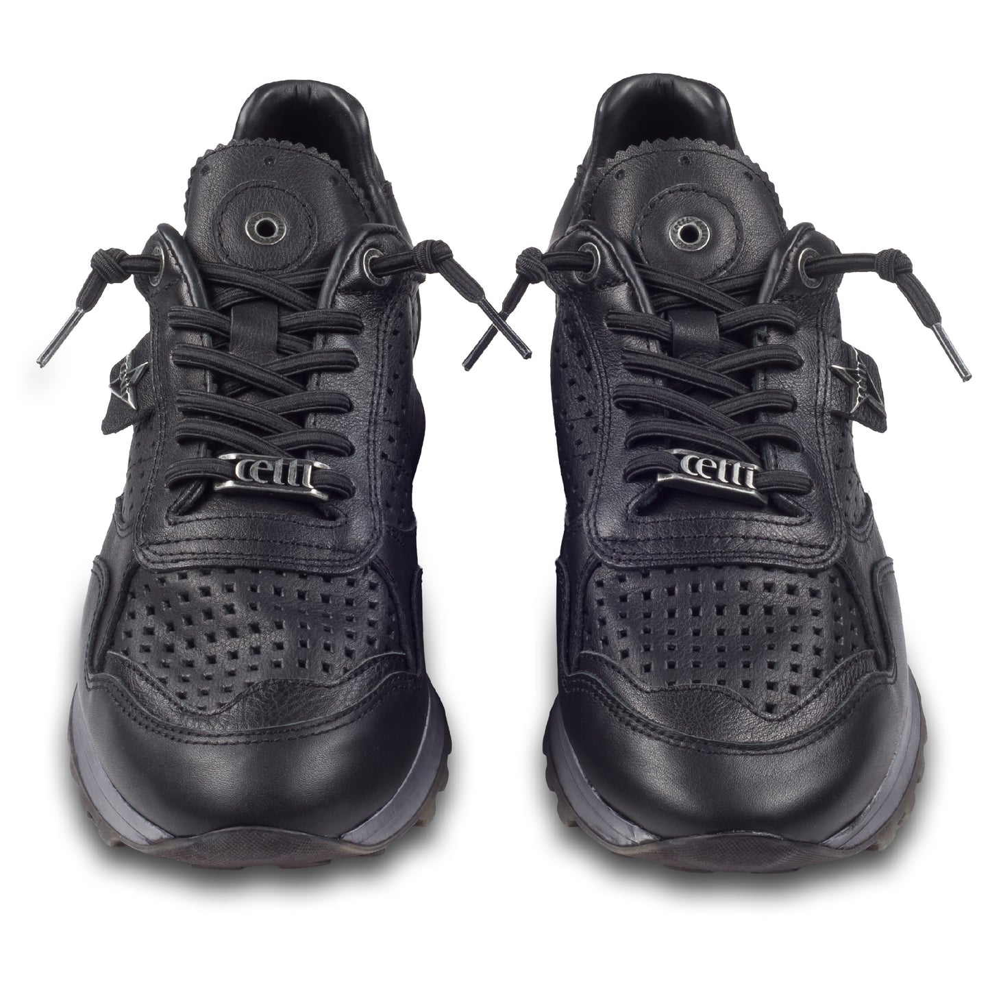 Cetti Herren Sneaker, schwarz C-848 nature negro, Kalbsleder Low-Top, Ansicht paarweise von vorne