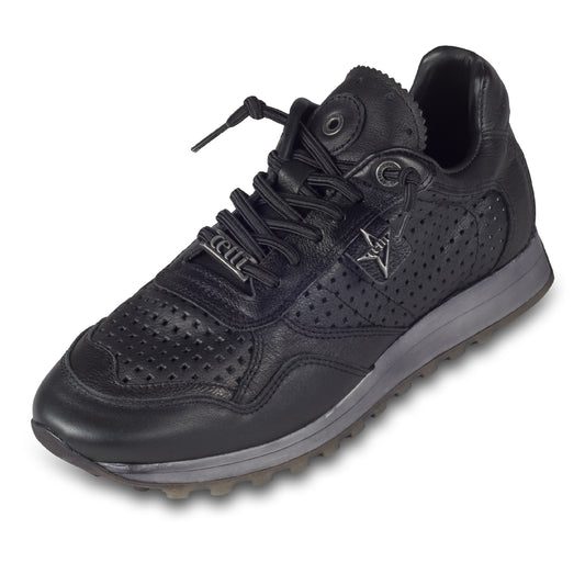 Cetti Herren Sneaker, schwarz C-848 nature negro, Kalbsleder Low-Top, Ansicht schräg linker Schuh