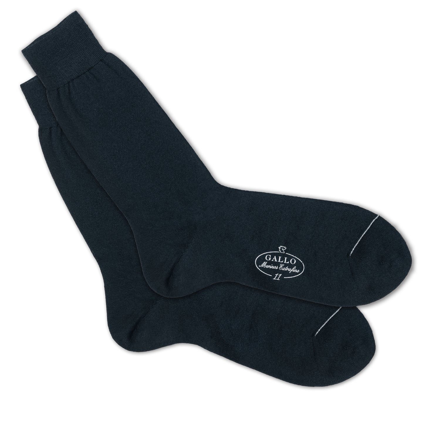 Italienische Herren-Socken in nacht blau von GALLO, aus 80% Baumwolle mit 20% Polyamid. Glatte Optik. Gefertigt in Italien. Paarweise Ansicht