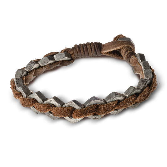 Vestopazzo | Lederarmband Herren Braun ‒ handgefertigt, Metall-Elemente, Vintage-Look