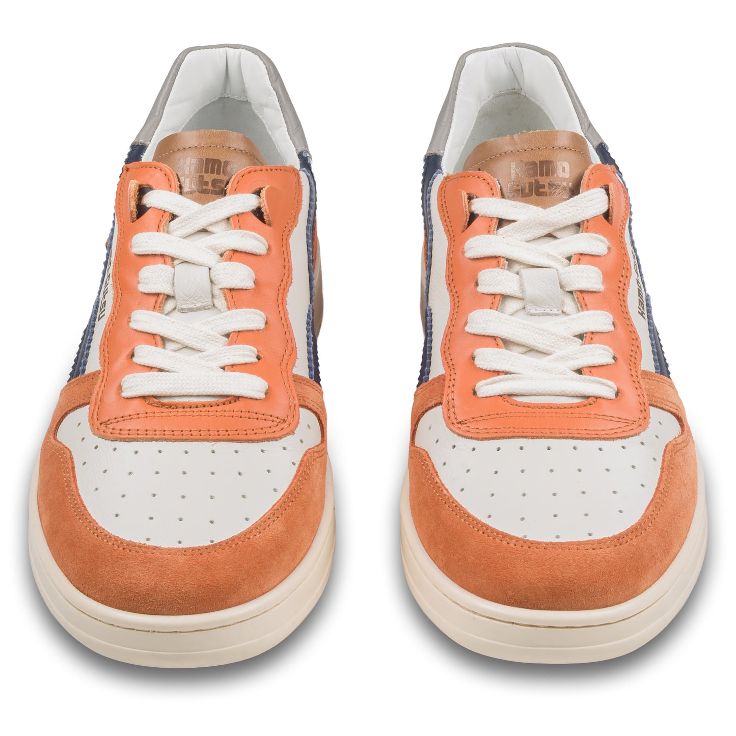 KAMO-GUTSU Sneaker Herren orange/weiß/blau - Leder (Campo-048 arancio denim)