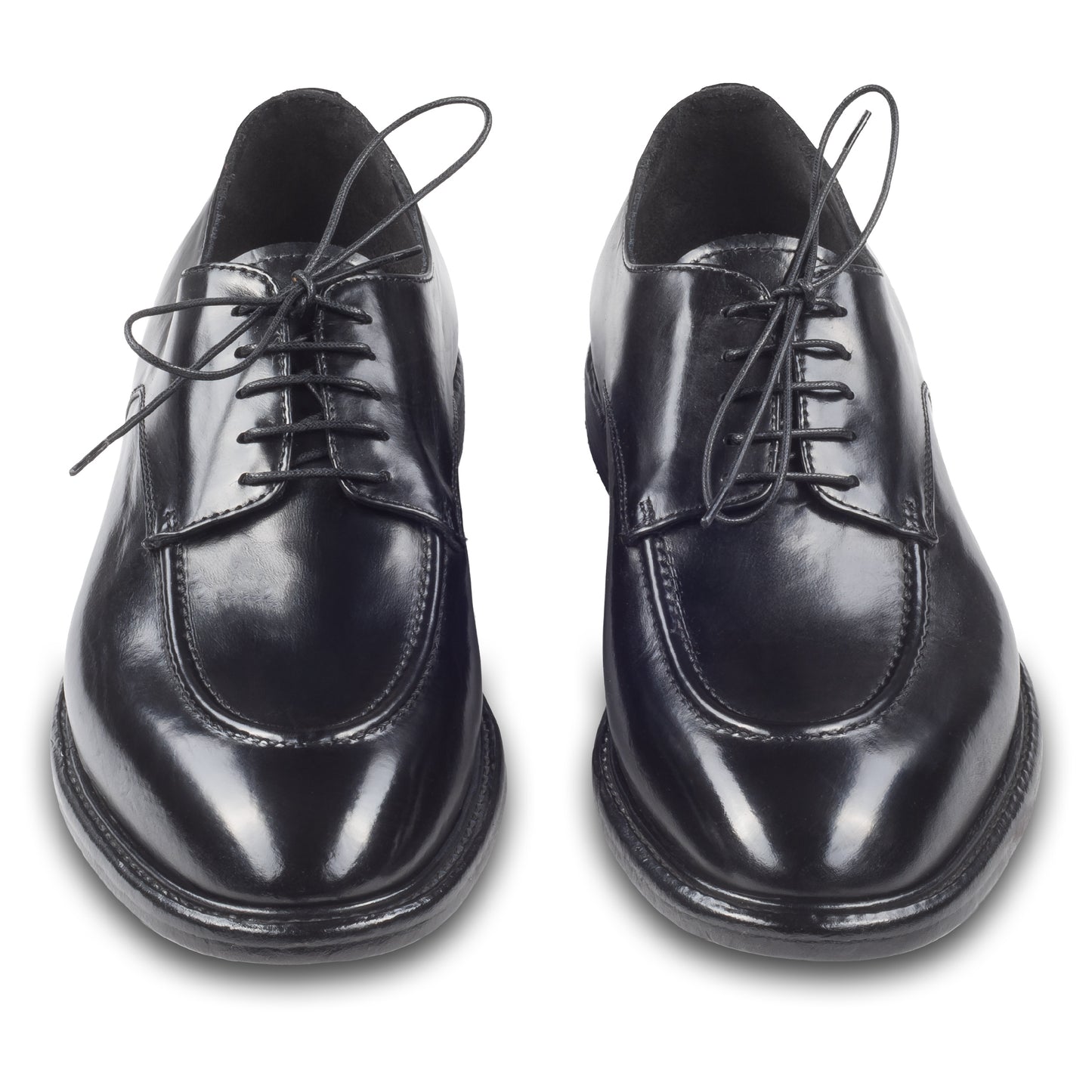 Lemargo Herren Schnür-Halbschuhe, schwarz, Kalbsleder im Vintage-Look. Handgefertigt und Durchgenäht. Ansicht paarweise von vorne