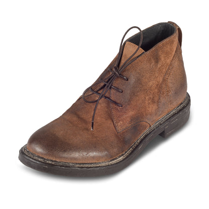 MOMA Schnürstiefelette Herren / Chukka Boots braun - Rauleder used-Look, handgefertigt