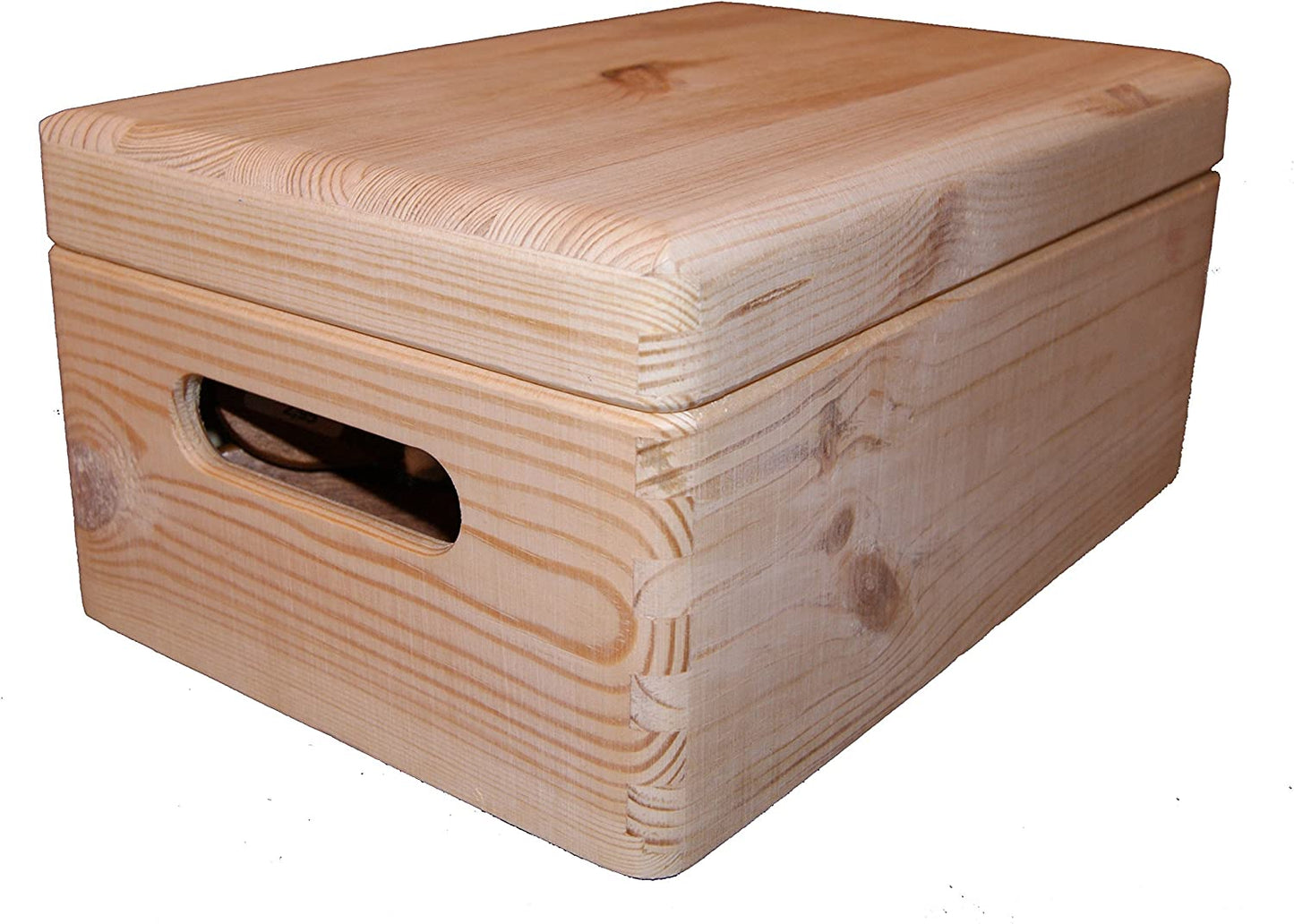 Schuhputzkiste mit Burgol & Solitaire Pflegeprodukten (11teilig), Kiefernholz unbehandelt zum Aufklappen. Außenansicht der Kiste