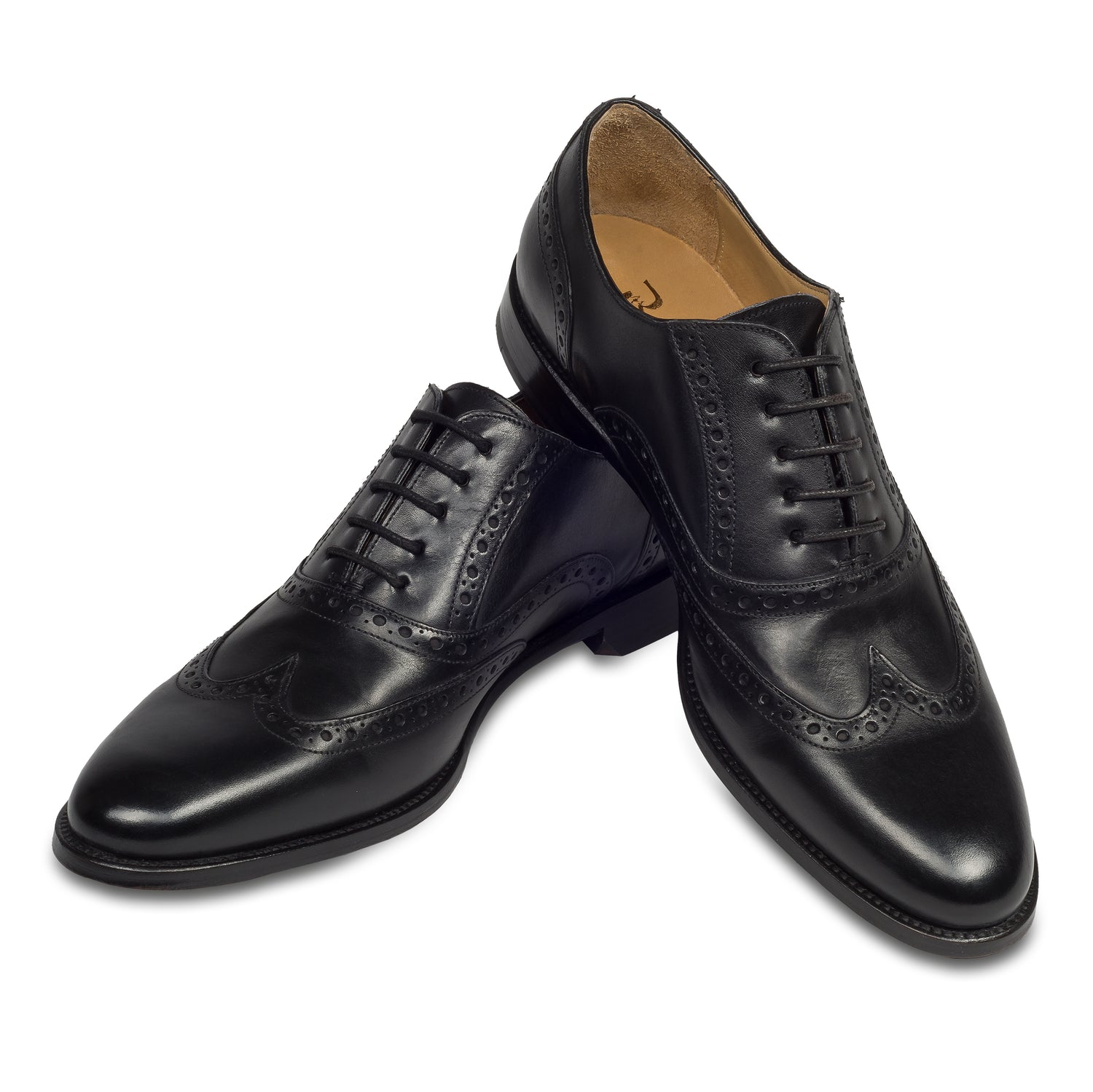 Brecos Anzugschuh, durchgenähter Brogue Oxford Budapester in schwarz bei SISENTO scarpe & Co.