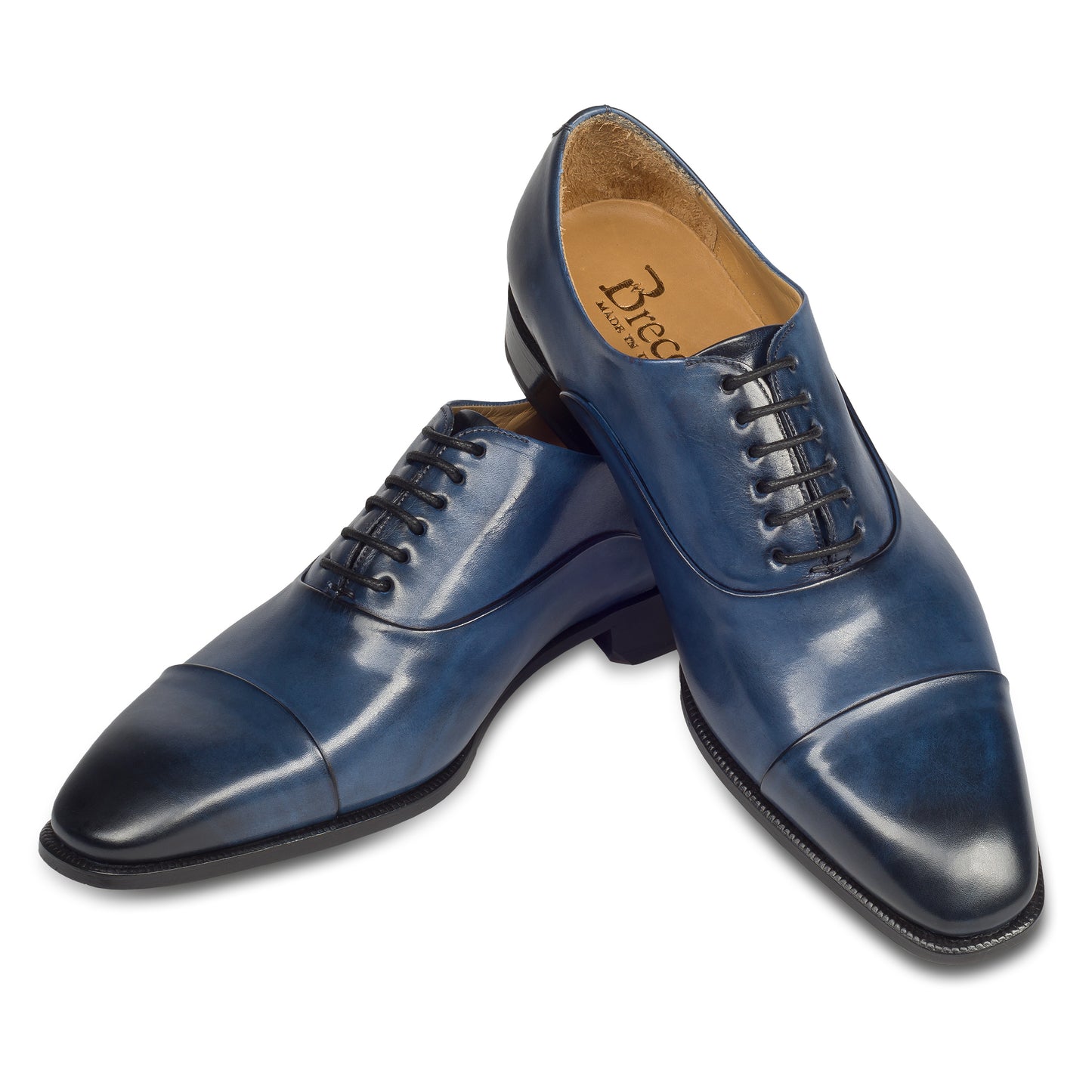 Brecos Anzugschuh,  durchgenähter Captoe Oxford in blau bei SISENTO scarpe & Co.