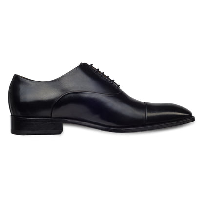 BRECOS Anzugschuhe | Captoe Oxford schwarz, Kalbsleder. Ansicht Innenseite
